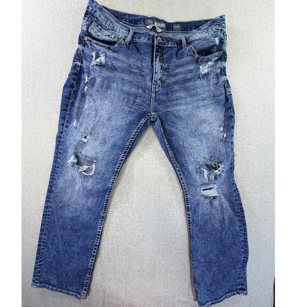 BKE Men 40R Blue Tyler Straight Leg Destroyed Distressed Casual Denim Jeans